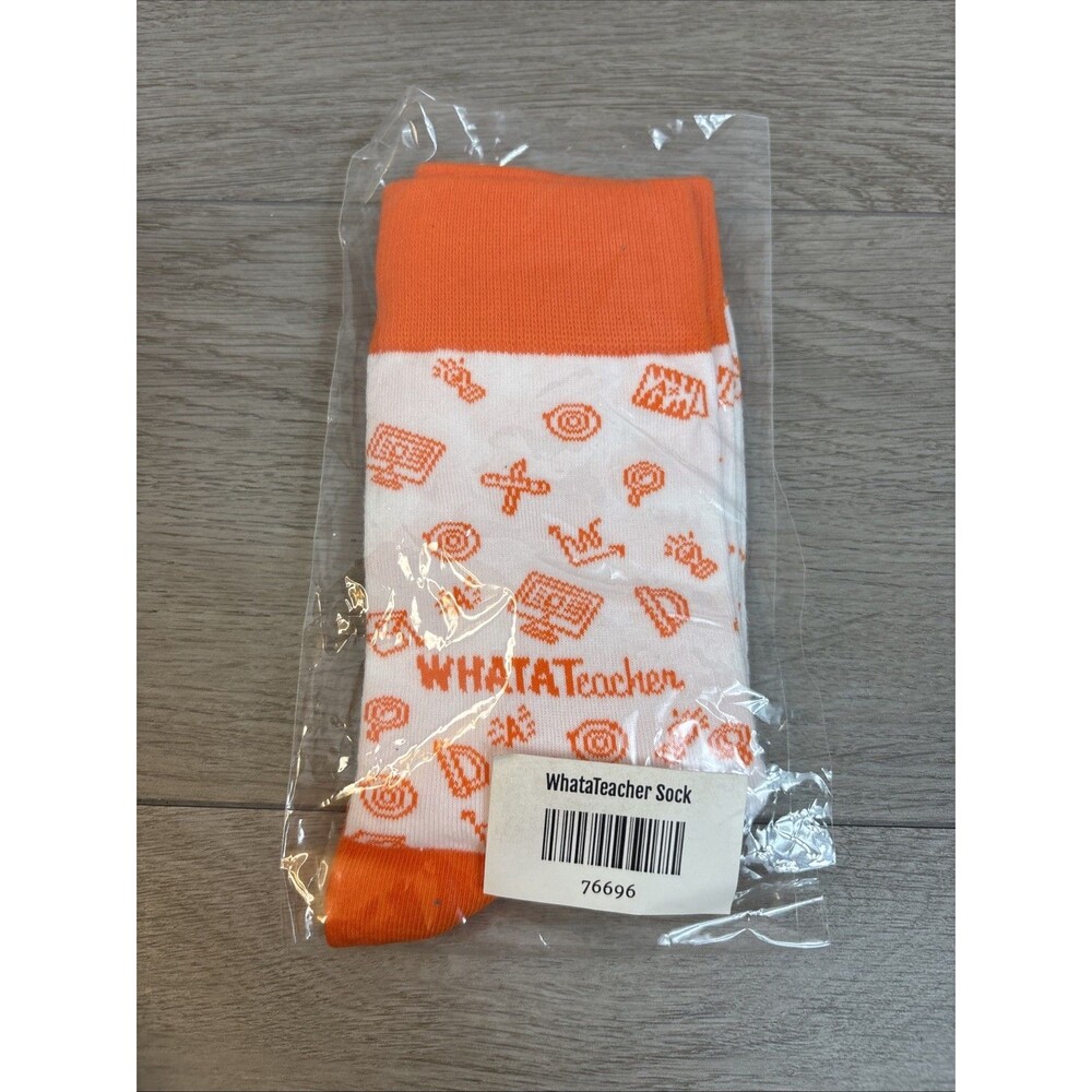 Whataburger WhataTeacher Teacher Pair of Socks Orange And White Burgers School